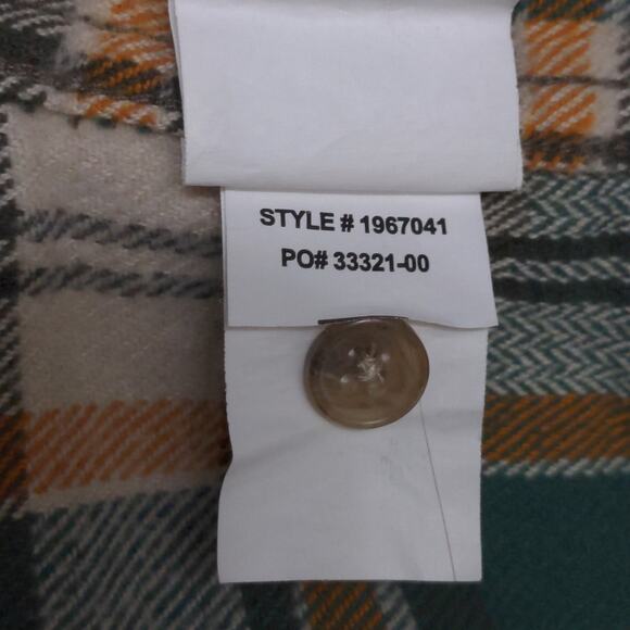 Prana Golden Canyon Flannel Soft Pine Plaid Layer Snaps Pocket Organic M New - Picture 15 of 16